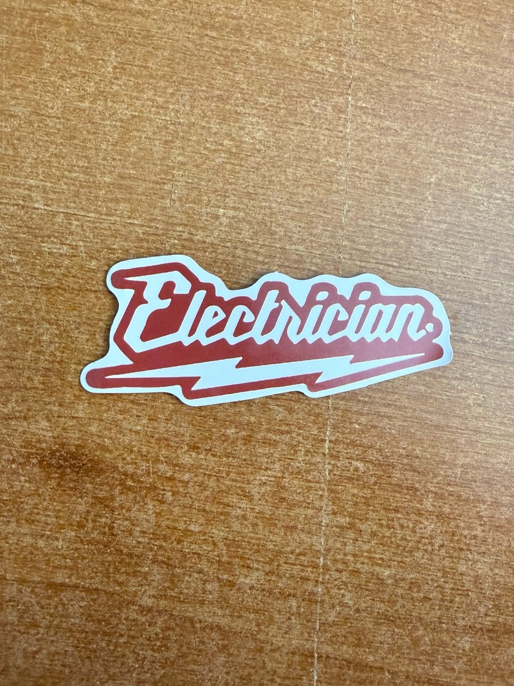Electrician Script Lightning Bolt Sticker - Red & White